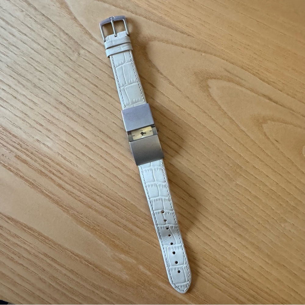 White Leather Strap Minimalist Watch